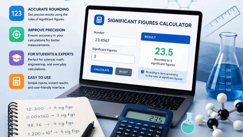 Sig Fig Calculator for accurate rounding of significant figures in science mathematics and engineering calculations